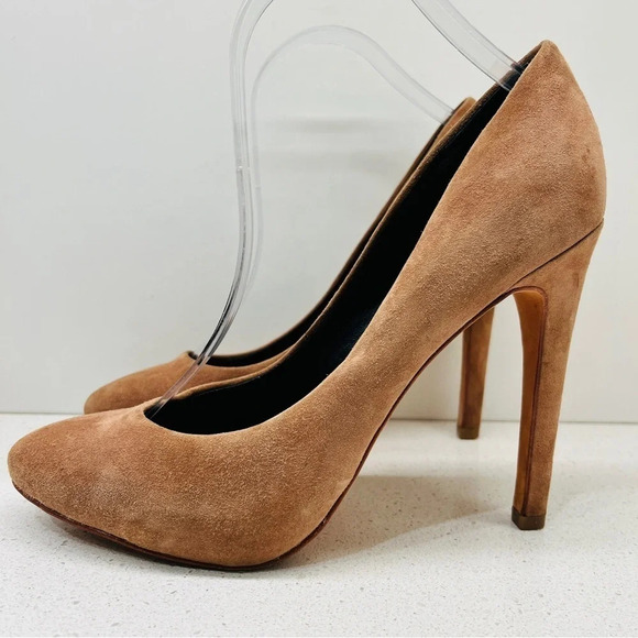 DV Dolce Vita Rosetta Pump Heels Shoes Taupe Tan Genuine Leather Suede Sz 8.5 - Picture 5 of 16
